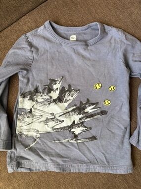 Tea Collection Slate Blue Long-Sleeve Tee with Fox Pack Graphic